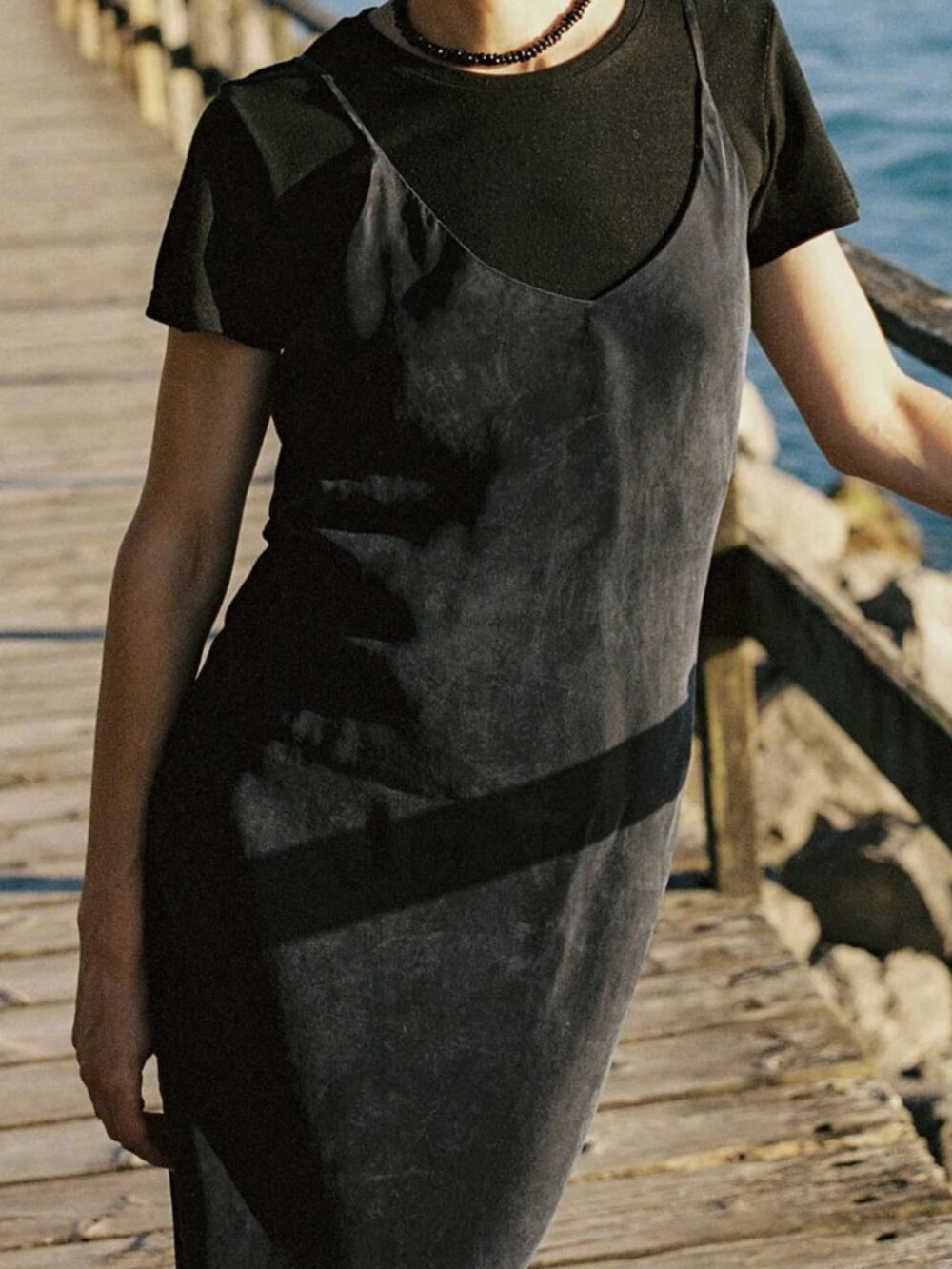 ISO Ozma Anaise Slip dress, Japanese Cupro in Midnight/ Navy
